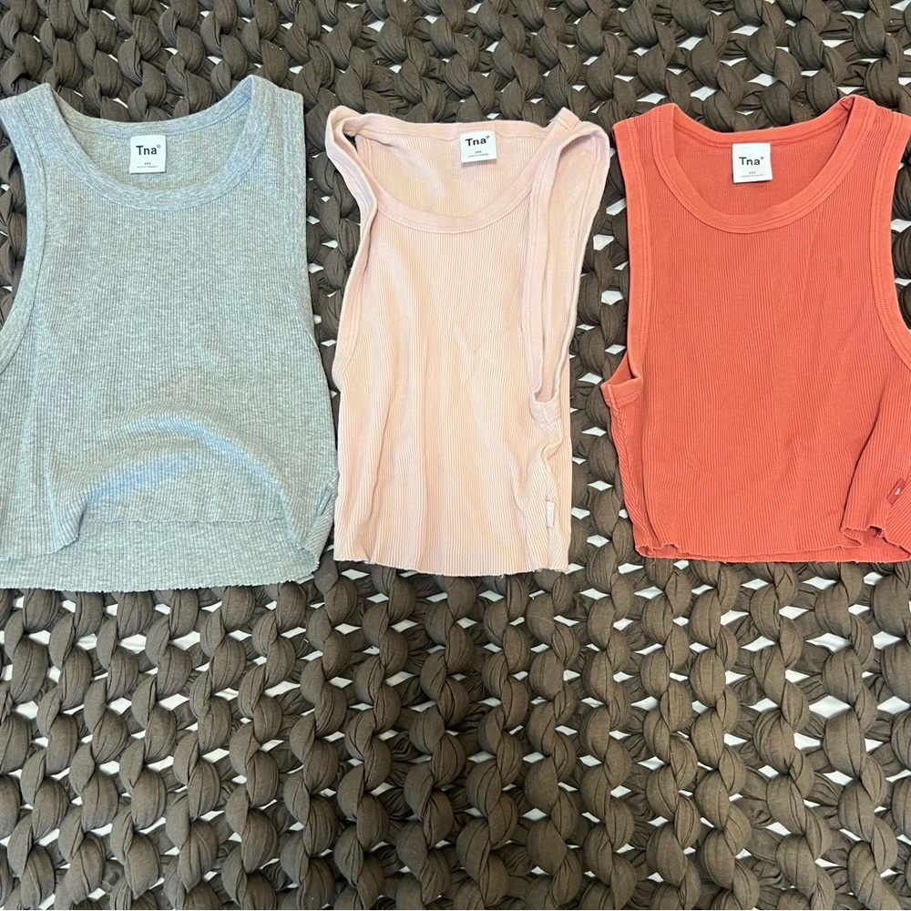 TNA Pink Ribbed Tank Top